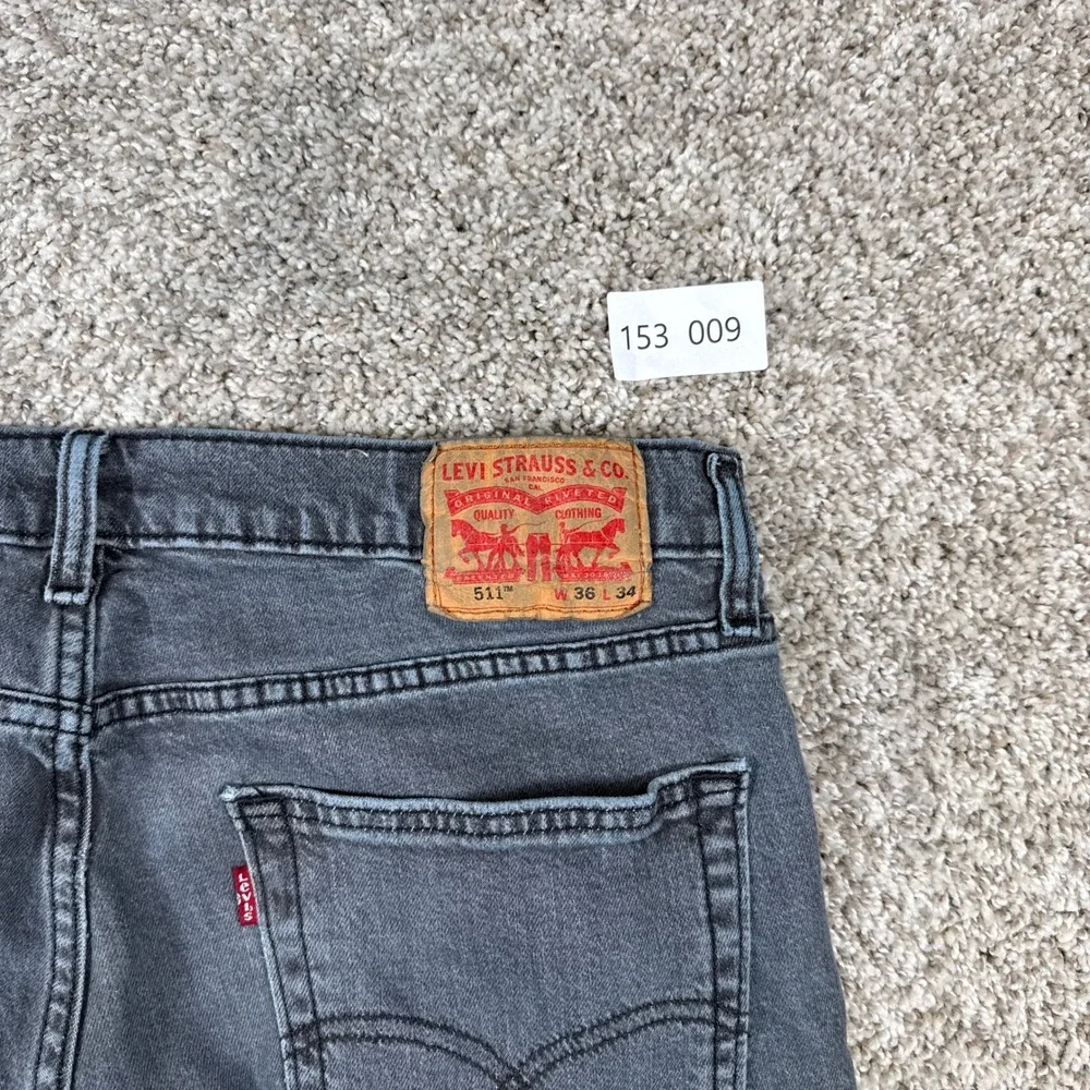 Levis 511 Jeans‎ Mens 36x34 Gray Slim Fit Charcoal Stretch Denim Pants Strecth